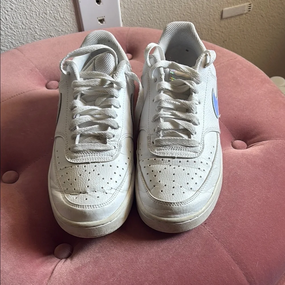 Nike White Court Vision Low with iridescent swoosh